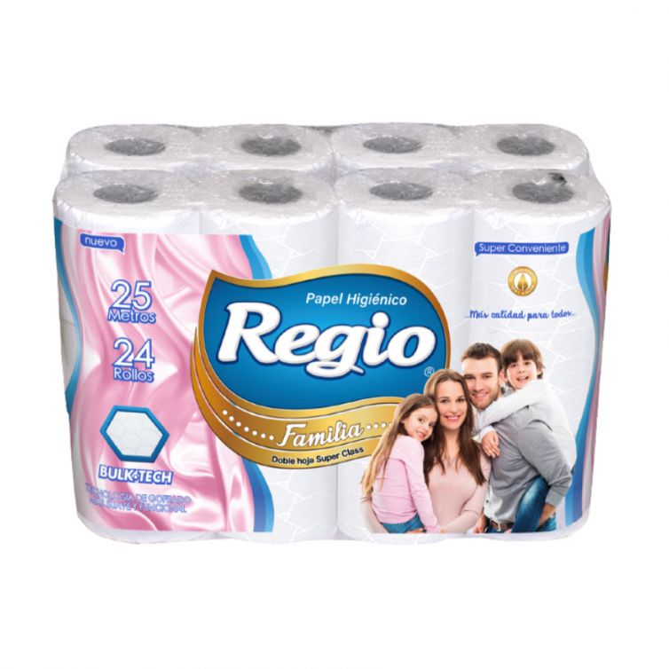 Papel higienico REGIO FAMILIA doble hoja 25 mts 2 pack x 24 rollos