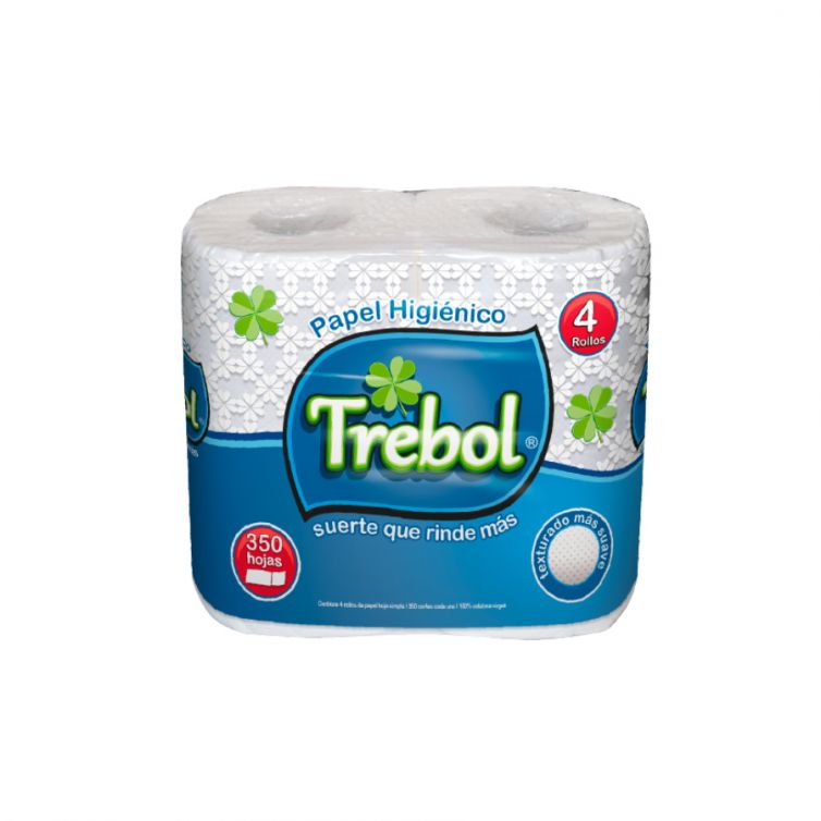 Papel higienico TREBOL hoja simple 45 mts 12 pack x 4 rollos