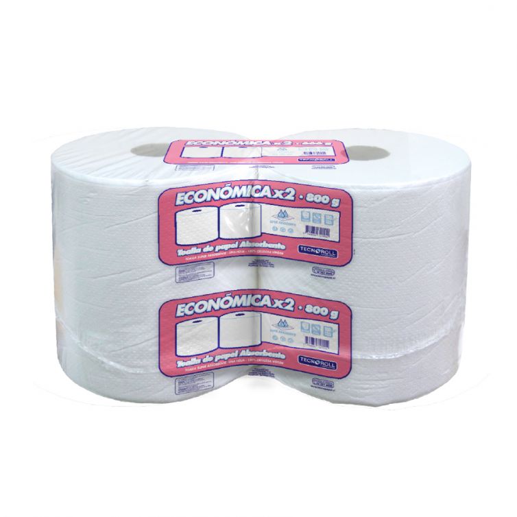 Toalla de papel ECONOMICA TECNOROLL hoja simple 150 mts pack x 2 rollos