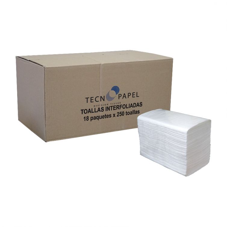 Toalla de papel Interfoliada hoja simple 18 pack x 250 hojas